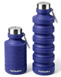 Nefeeko Collapsible Water Bottle, 27oz Reuseable BPA Free Silicone Foldable Water Bottles for Travel Gym Camping Hiking, Portable Leak Proof Sports Water Bottle with Carabiner - color: Navy Blue-27oz