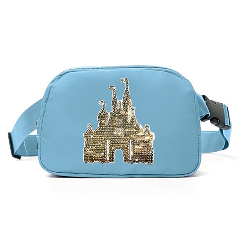 Magic Kingdom Sequin Belt Bag for Women Waterproof Waist Fanny Pack for Teen Girls Crossbody Bags for Traveling Jogging (blueA) - color: blueA
