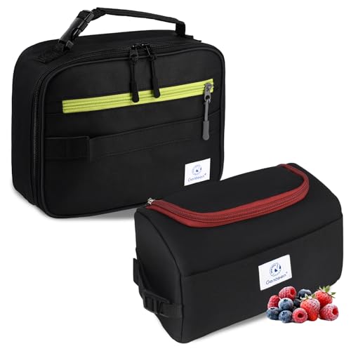 Genteen Lunch Box Kids, Insulated Lunch Bag Kids Boys Girls Back to School, Soft Lunch Box for Men Reusable Lunchbox for Office,Outdoor,School (Black) - color: 1pk Black