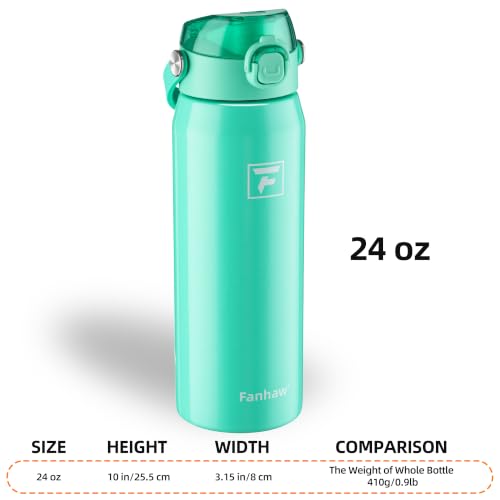 Fanhaw 24oz Stainless Steel Water Bottle with 2-in-1 Lid, Bianchi Green - color: Bianchi Green