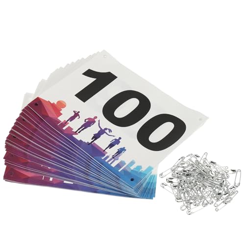 PATIKIL Tearproof Running Bib Numbers Waterproof Race Competitor Numbers with Safety Pin for Marathon - style: 1-100