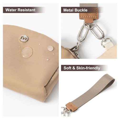 Keychain Wallet Mini Zip Around Wristlet Wallets for Women Detachable Dual Pouch Wristlet Portable Coin Purse Small Wallets - color: Khaki+Brown