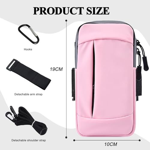 Phone Holder for Running Armband Cell Phone Holder,Small Purses for Women Crossbody Kids,iPhone 17 16 15 14 13 12 11 Pro Max Xs Xr X 8 7 Plus SE Mini Galaxy Ultra S26 Note Bags Gym Arm Bands - color: 2-Pink with Crossbody Bag&Hook
