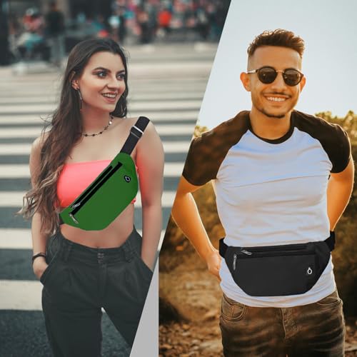 Fanny Pack for Women Men,Crossbody Water Resistant Sports Waist Bag Pack - color: 1pack-darkgreen
