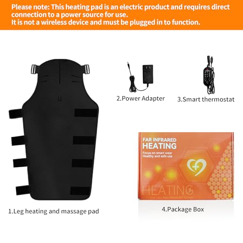 Leg Heating Pad Massager, Heating Pad for Legs with 3 Vibration and Heat Settings, Heating pad for Knee & Thigh & Calf Pain Relief, Adjustable Size