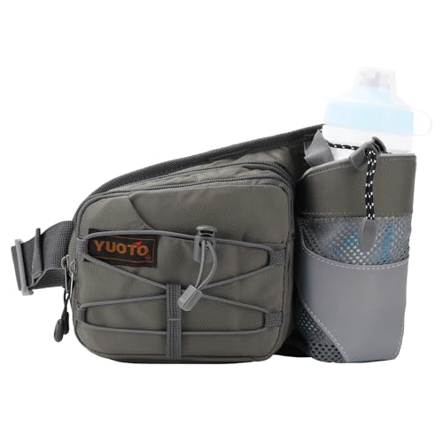 Waist Pack with Water Bottle Holder for Running Walking Hiking Fanny Pack - color: Grey