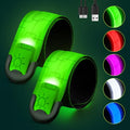 Fitense Rechargeable LED Armband 2-Pack, High Visibility Running Gear for Night Safety, 5 Colors & 3 Modes Light Up Wristbands for Night Walking, Cycling, Running Gift for Women Men Kids，White - style: Classic
