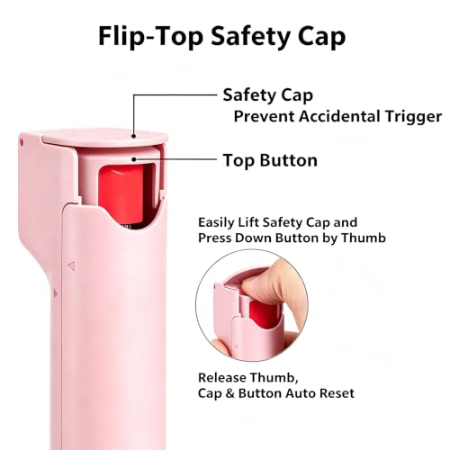 3-in-1 Pepper Spray Personal Alarm, 140dB Siren 3 Strobe, College Student Dorms Campus, Easy One Hand Operation, 12ft 25 Bursts 12 Seconds UV Marking Dye Gel, Rechargeable, Young Women Safety Keychain - color: Pink