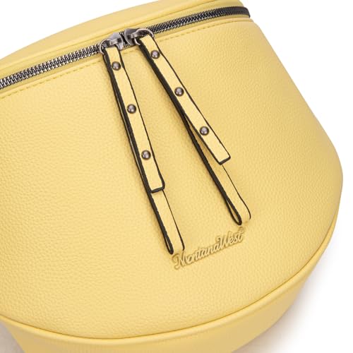 Montana West Crossbody Bag for Women, Vegan Leather Bum Bag with Coin Purse - color: Yellow