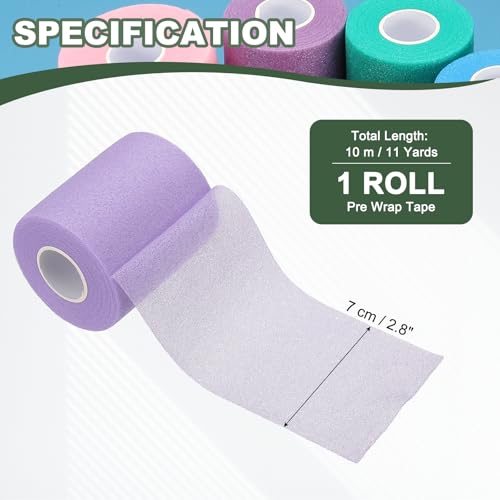 Pre Wrap Tape, Non-Slip Grip Cushion Wrap Prewrap Athletic Tape Fitting for (Tennis- Badminton - Pickleball - Sports) - color: Purple