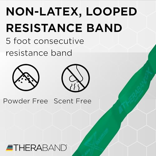 THERABAND CLX Resistance Band with Loops, 5-Foot Band - color: Level 3 / Heavy - Green