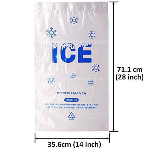 100 PACK 20 lb. Plastic Drawstring Ice Bags 14 x 28 Inch Heavy-Duty Ice Bags with Plastic Draw String (2.8mil Thickness) - style: 14x28inch(100pack)