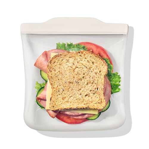 OXO Good Grips Silicone Reusable Bag - Sandwich Bag (28 oz), Oat - color: Oat, size: Sandwich (28 oz)
