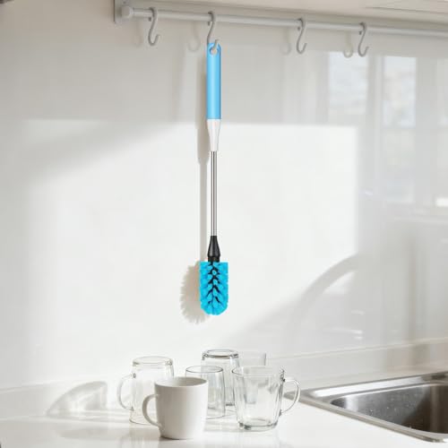 Water Bottle Brush, 15 Inches Bottles Brush, Long Handle Water Bottle Cleaner Brush, Kitchen Cup Brush Built for Cleaning Cup, Wine Glasses, Coffee Mugs, Tumblers, Wine Decanters, Blue - color: Blue-1