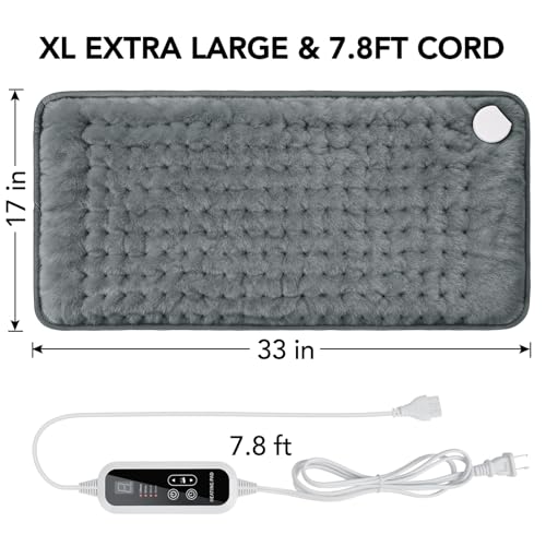 Extra Large Heating Pad for Back Pain Relief - 33"x17"Electric Heating Pad - size: 17"X 33"-Gray