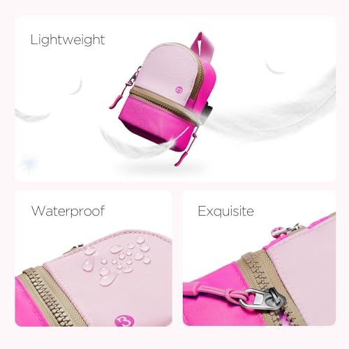 Babysun Mini Backpack Keychain Wristlet Pouch Small Change Coin Purse Cute Zipper Wallet With 3 RFID Card Slots For Women/Men Airpods Cosmetics - color: Hotpink