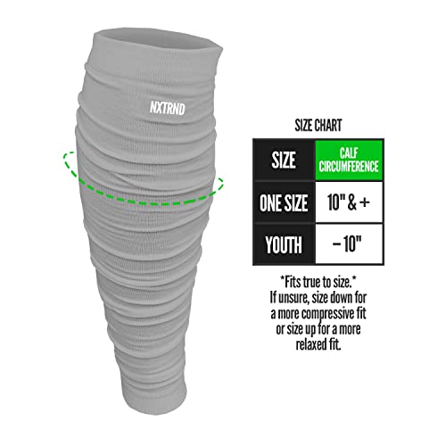 Nxtrnd Football Leg Sleeves, Calf Sleeves for Men & Boys, Sold as a Pair - color: Light Grey, size: One Size