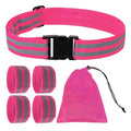 PATIKIL High Visibility Reflective Bands for Wrist Arm Ankle Leg, Adjustable Reflective PT Belt with Armbands & Storage Bag for Women Men Night Running Walking Cycling - color: Pink