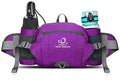 WATERFLY Fanny Pack Waist Bag: Fannie Pack 2 Water Bottle Holders Lumbar Belt Hiking Walking Running Jogging Camping Large Woman Man (Bottle Not Included) - color: Purple