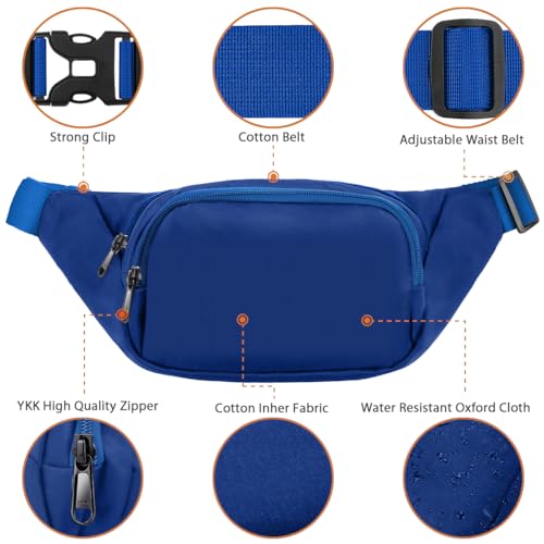 Large Fanny Pack for Women Men - Syican Waist bag with 3-Zipper Pockets - color: Sky blue+Extended Belt