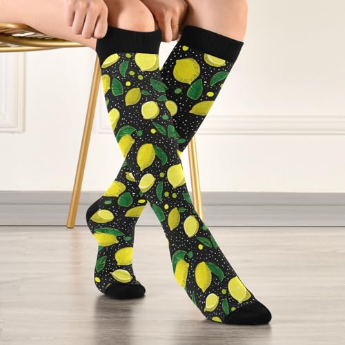 Wusikd Heartbeat Symbol Compression Socks for Women and Men Circulation Black Long Socks for Athletic Running 1 - color: Lemon