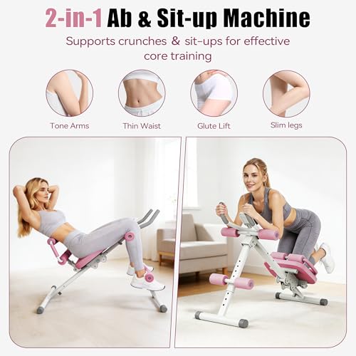EPHESPORT 2-in-1 Crunch & Sit-Up Ab Machine with Knee & Back Protection