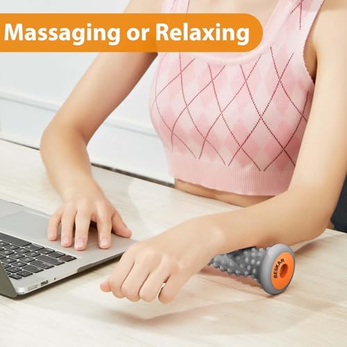 BESKAR Foot Massage Roller Gray & Massage Lacrosse Ball Black