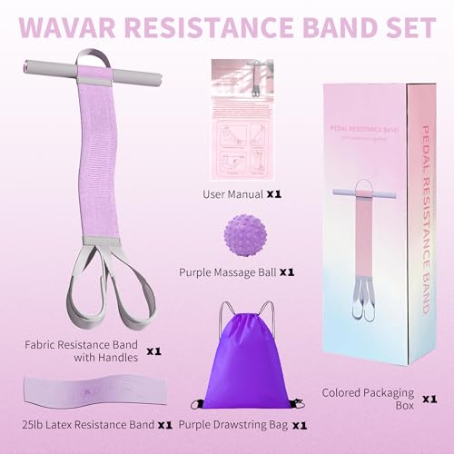 Fabric Resistance Band with Handles Non-Slip Foot Pedal Puller for Women 120lb Full-Body Fitness Band for Strength Muscle Training Workout Equipment for Chest Glutes Leg Arm Core Wrist Ankle