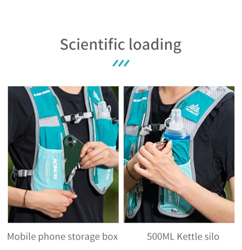 AONIJIE 5L Outdoor Sport Multifunctional Camping Backpack Cycling Running Climbing Hiking Hydration Vest Pack - color: Light Blue-only Vest