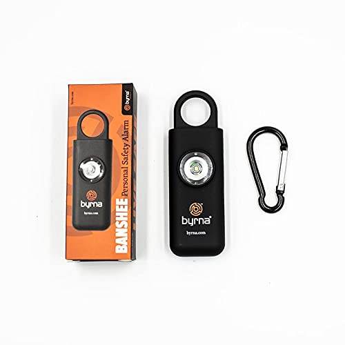 Byrna Banshee Personal Safety Alarm - 130 dB Loud Military Grade Self Defense Emergency Keychain Siren Device with LED Strobe Alert Light for Women, Men, Children, Elderly, Hikers and Runners (Black) - color: Black