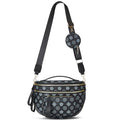 Makes Checkered Crossbody Bag Bum Bag for Women with Pouch - color: Black Flower