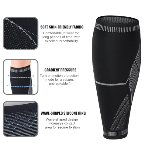 NuCamper Calf Compression Sleeve, Footless Compression Socks for Men Women - color: Black, size: Medium