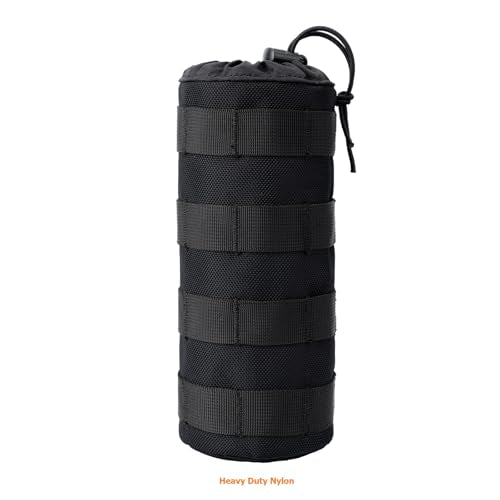 MOLLE Water Bottle Holder Tactical Nylon Bottle Pouches Hydration Carrier for Belt/Backpack/Vest/Bike Sports Outdoor Hiking Camping Hunting Fishing - color: Black