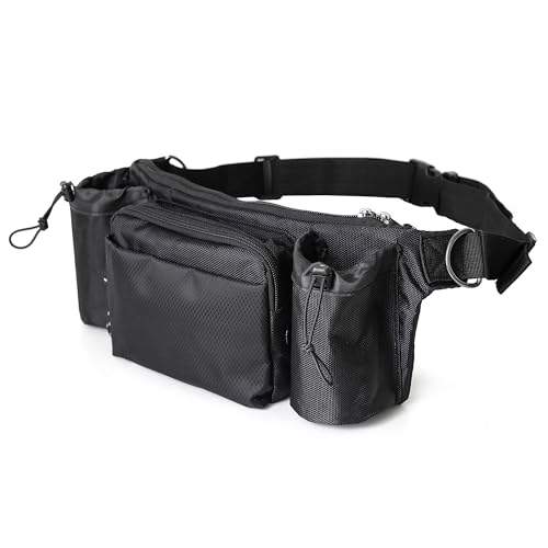 Dog Walking Waist Pack with 2 Water Bottle Holders, 2 D-Rings, Fanny Pack for Walking Running Hiking