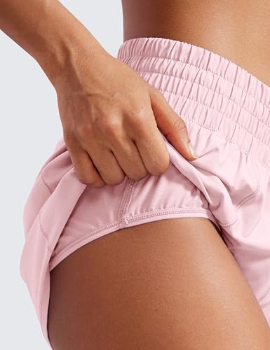CRZ YOGA High Waisted Running Shorts 2.5" - color: Strawberry Pink, size: XX-Small