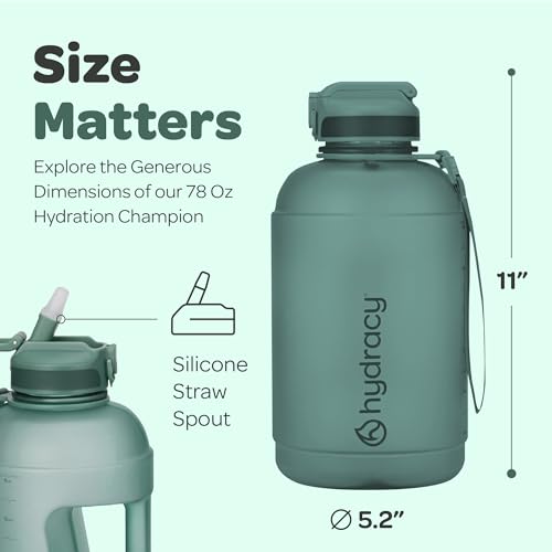 Hydracy 2.3L BPA-Free Tritan Plastic Water Bottle with Adjustable Shoulder Strap, Spill-Proof Lid, and Convenient Silicon Spout for Hydration on the Go - color: Moonlight Green, size: 78 oz