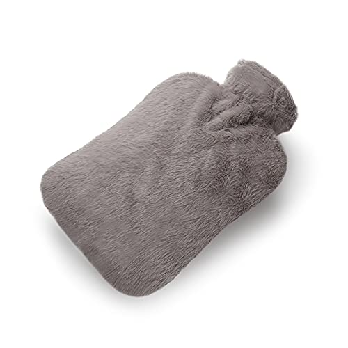 BICAREE Hot Water Bottle with Cover, 2L PVC Hot Water Bag for Neck, Shoulder Pain and Hand Feet Warmer, Menstrual Cramps, Hot Compress and Cold Therapy(Grey) - style: Grey