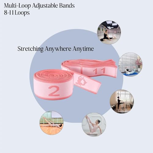Multi-Loop Stretch Band - Yoga, Pilates, Ballet, and Physical Therapy Stretching Strap for Flexibility, Leg Stretching, and Exercise - Durable Stretching Equipment - color: Blue - 11 Loops