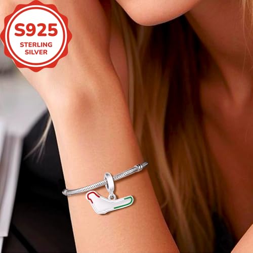 F1&Famous Race Racetrack Charm for Bracelet Necklaces, S925 Sterling Silver Charms, UK Brazil Spain Race Track Charms Jewelry Racing Souvenirs Gift - color: Race Racetrack Q4090)