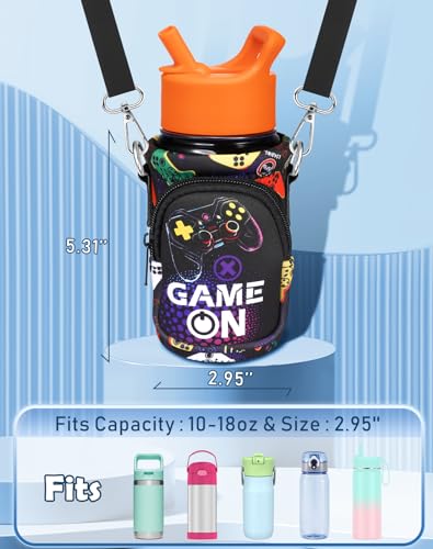 Miss Adola Kids Water Bottle Carrier, 10-18 Oz - color: Black Game On