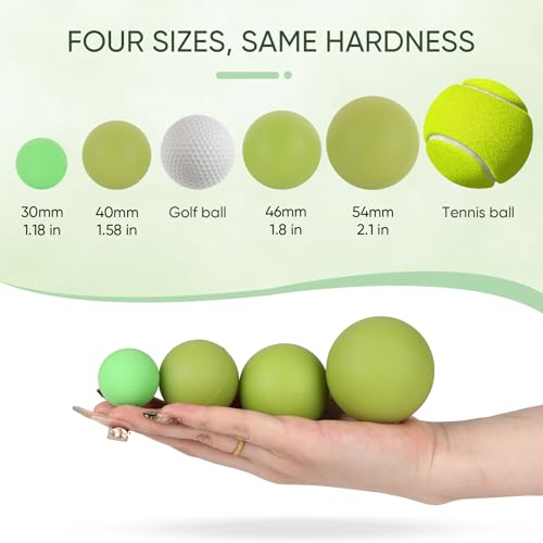 Firm Massage Lacrosse Ball Set, 4 Sizes for Myofascial Release - color: 4 Firm Green