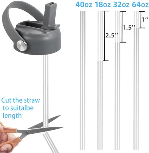 RRegeny Straw Lid for Hydro Flask Wide Mouth 32 40 oz, Straw Lids with Flexible Handle and Straws Compatible with HydroFlask, Replacement Sports Flex Cap Wide Mouth Top 32 40 oz - color: Rock ash