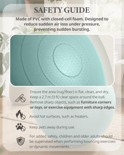 Trideer Yoga Ball for Exercise, Pregnancy, Active Sitting, 55/65/75cm - color: Mint green, size: L(23-26ines/58-65cm)