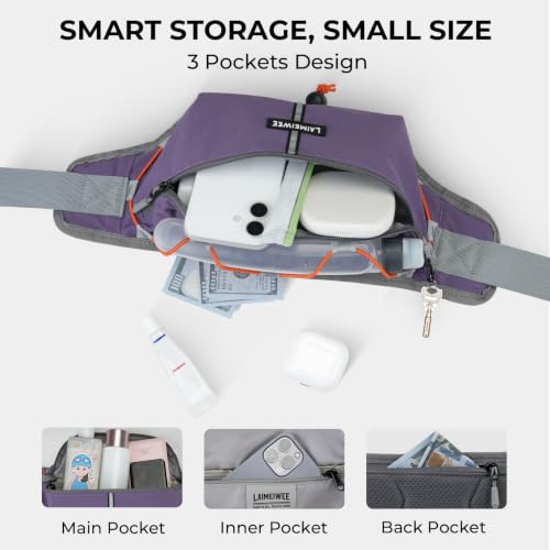 2L Fanny Pack for Women Men, Anti‑theft Waist Bag with RFID Blocking - color: Purple