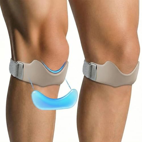 Silicone Patellar Tendon Knee Strap for Men & Women, Non-Slip Targeted Support for Jumper's Knee, Running, Squats & Walking, Lightweight Adjustable Under-Kneecap Brace Daily Activity, (Grey, 2 Pack) - color: Grey