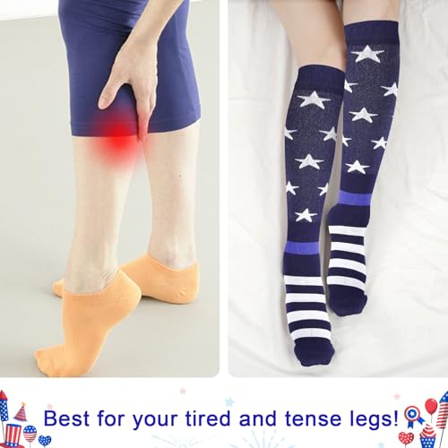 Junely American Flag Compression Socks Patriotic Knee High Socks