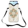 GLOBLELAND Pattern Cell Phone Sleeve Pouch Case Bag with Crossbody Strap Neck Lanyard for Women Men - color: Bohemian Lotus