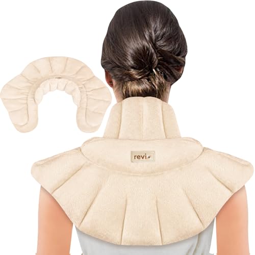 REVIX Microwave Heating Pad for Neck & Shoulders, Moist Heat Weighted Wrap - color: Beige