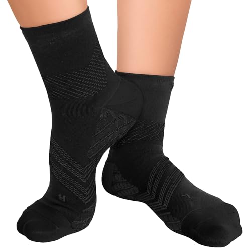 TechWare Pro Plantar Fasciitis Socks – Cushion Ankle Compression Socks Women & Men. Achilles Tendonitis Brace & Arch Support - color: Black / Black, size: X-Large