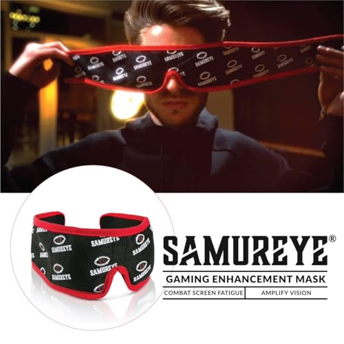 Bruder Samureye Gaming Enhancement Mask l Microwaveable moist heat mask l Improve gaming performance l Faster Reaction Times l Rejuvenates and Refreshes Eyes l Comfortable adjustable and hand washable